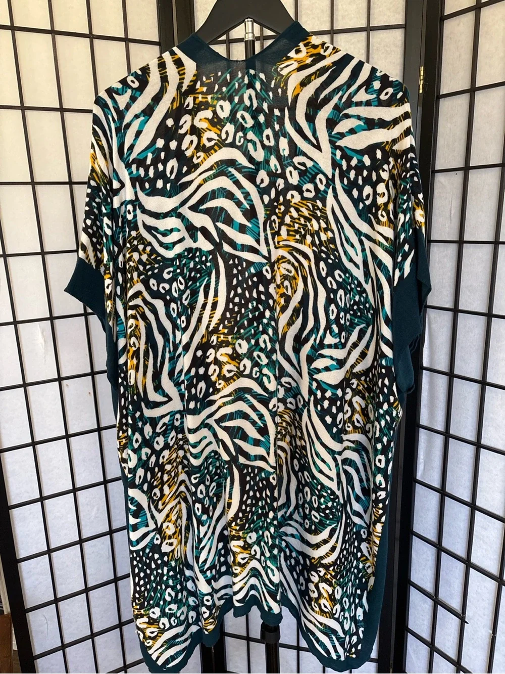 Janice Apparel Abstract Animal Print Kimono Duster OS Boho